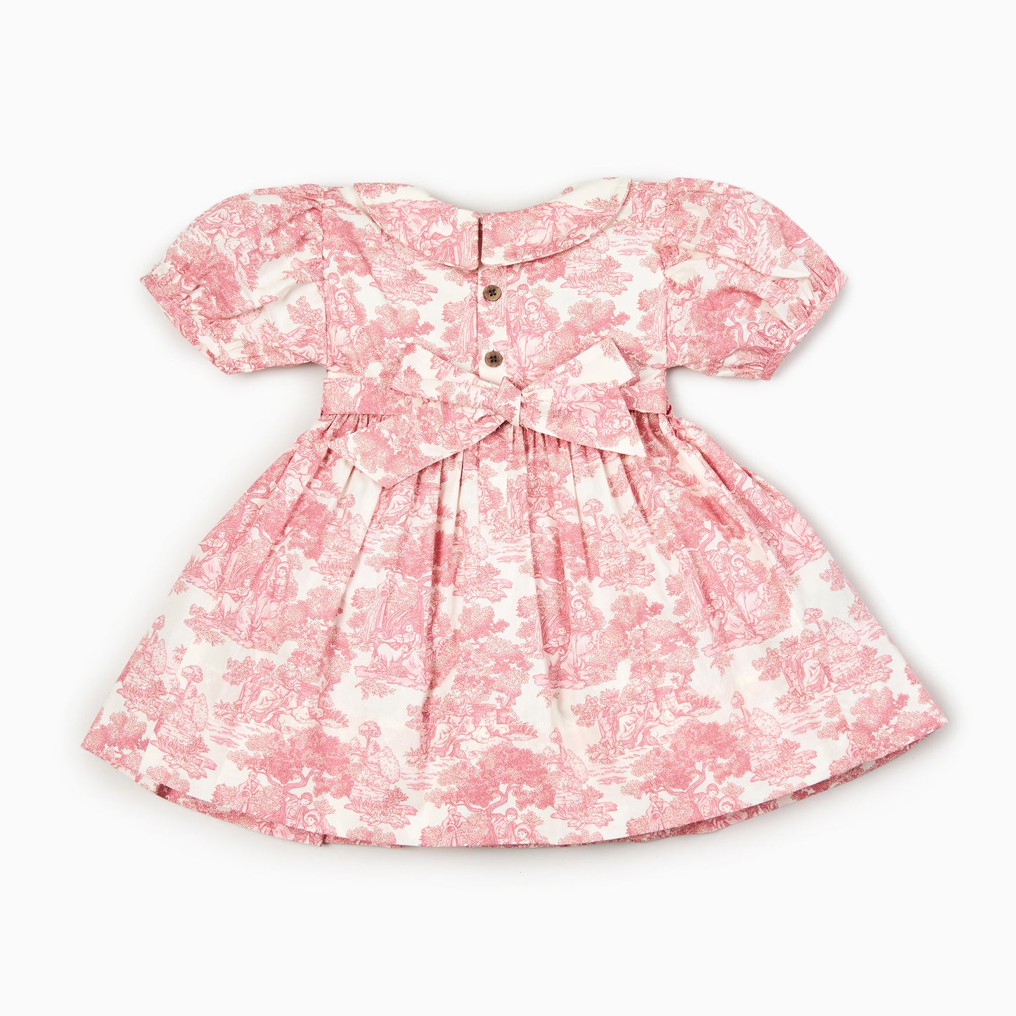Toile de Jouy Kids Dress in Red-Hand smocked dress
