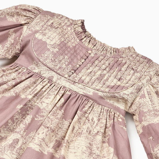 Dusky Pink Toile de Jouy Dress-Kids Dress