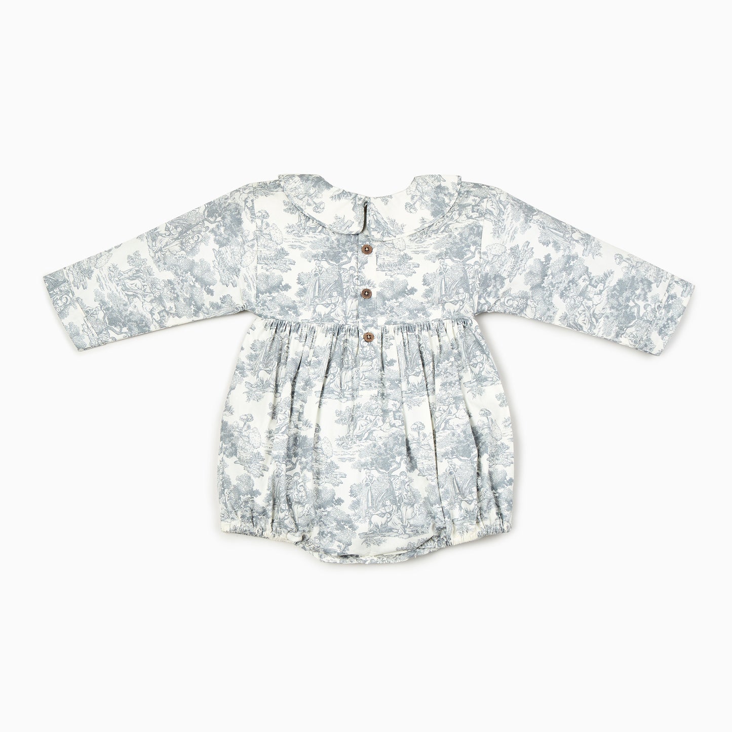 Toile de Jouy Baby Romper in Black-Hand Smocked Romper