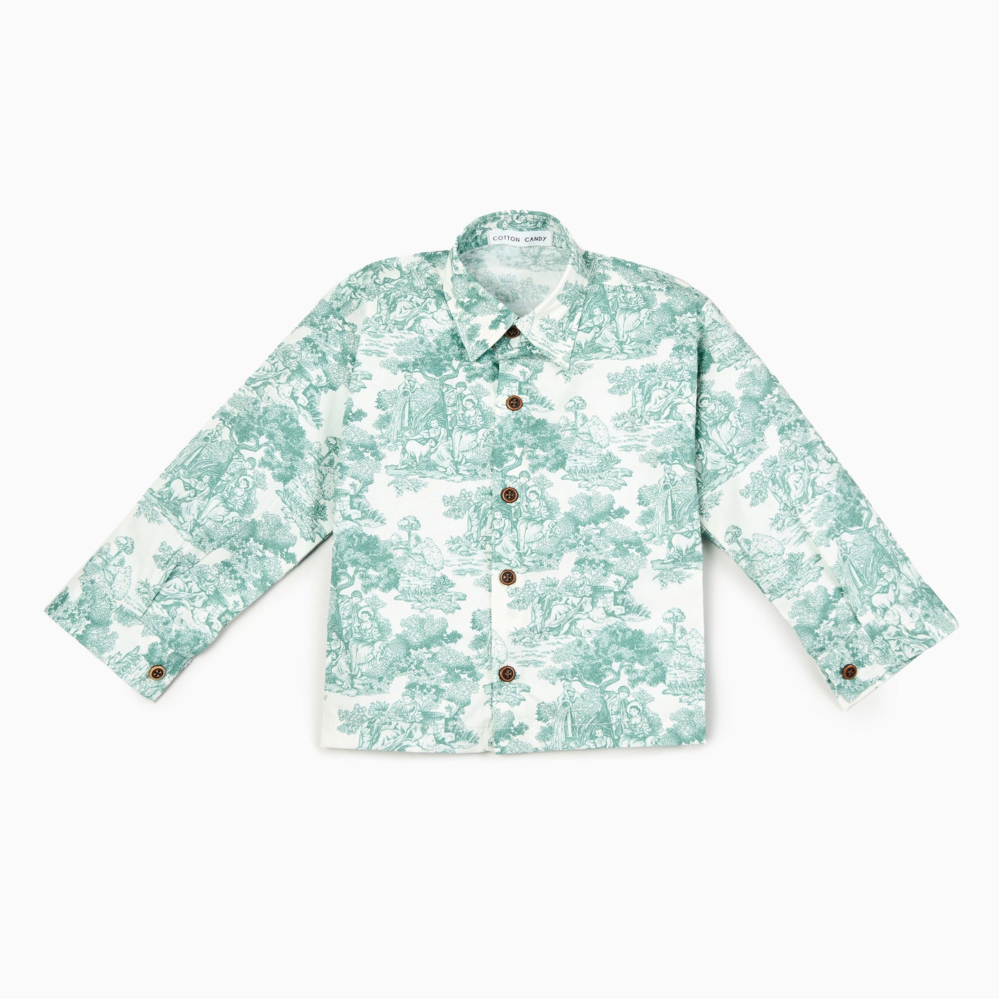 Toile de Jouy Shirt in Green-Kids Shirt