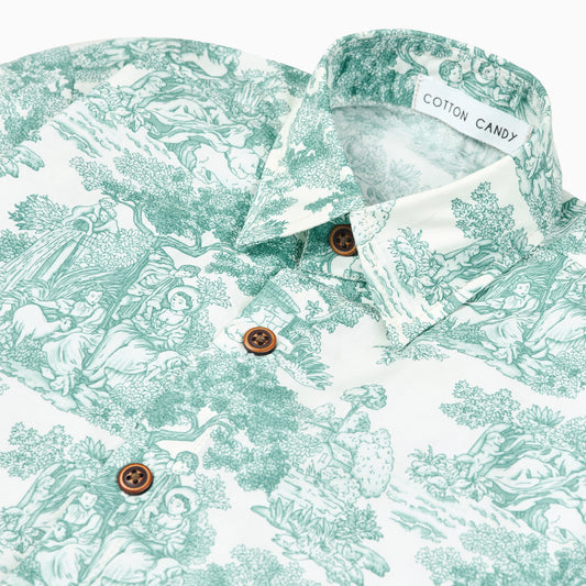 Toile de Jouy Shirt in Green-Kids Shirt