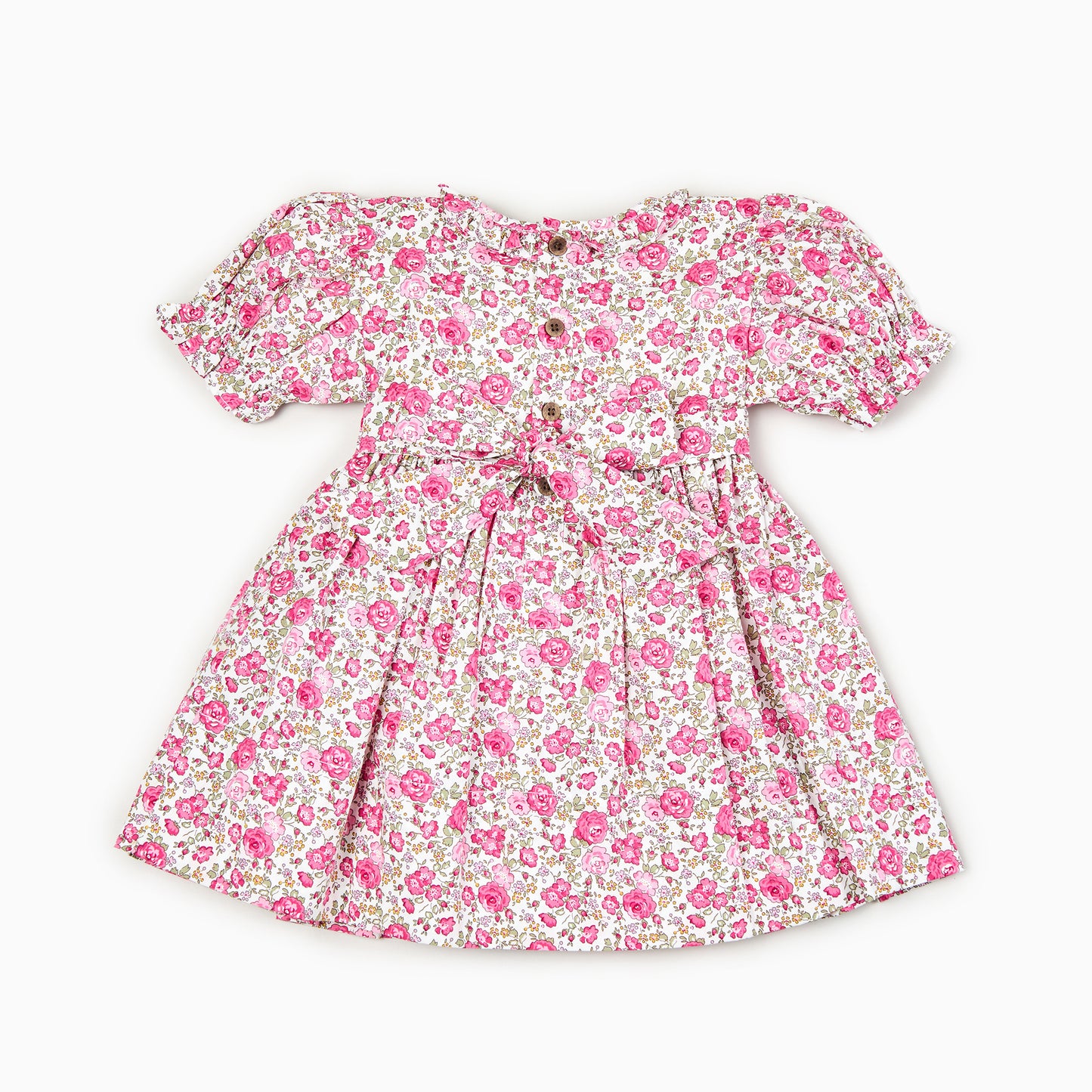 Pink Floral Hand-smocked Dress-Rose print