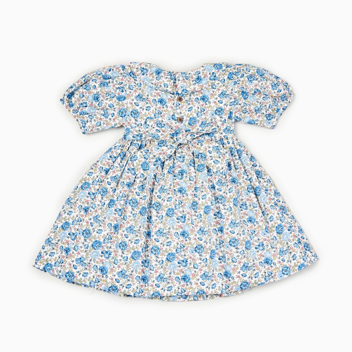 Blue Floral Dress-Hand Smocked Kids Dress