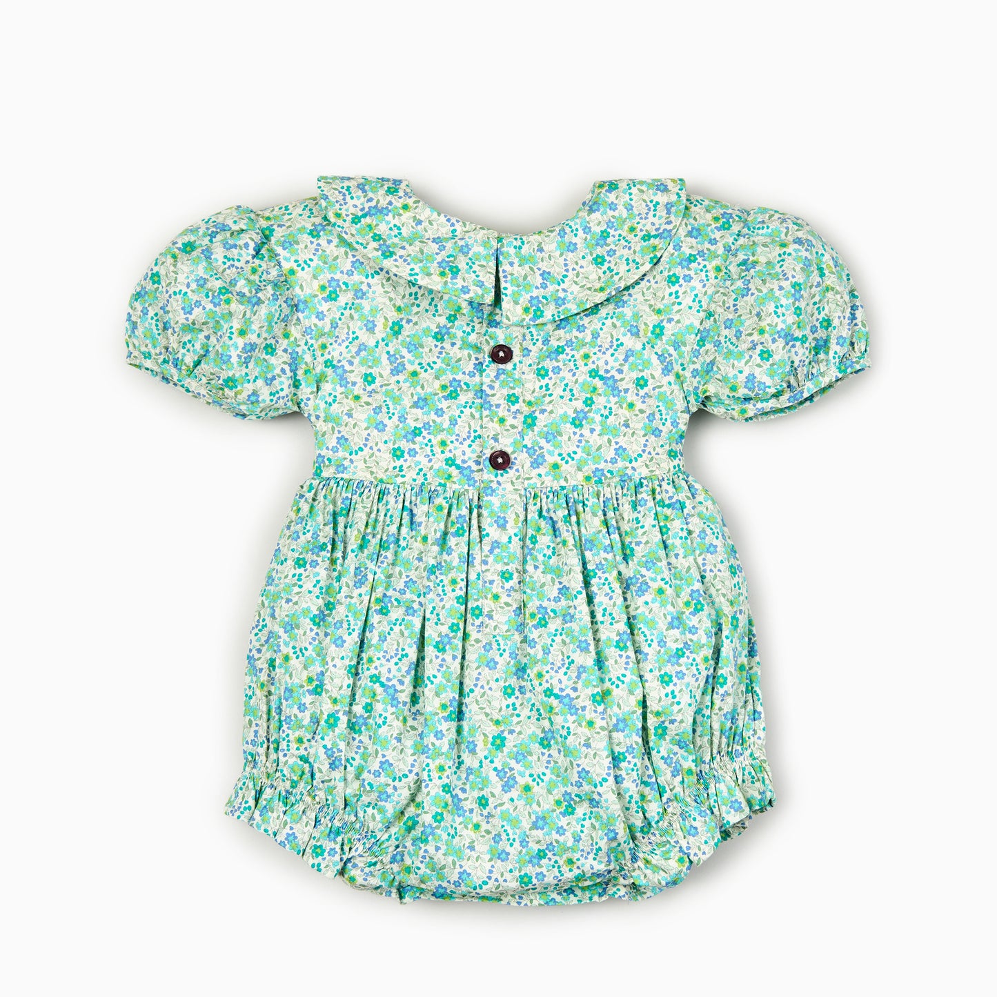 Green Floral Baby Romper-Hand Smocked Romper