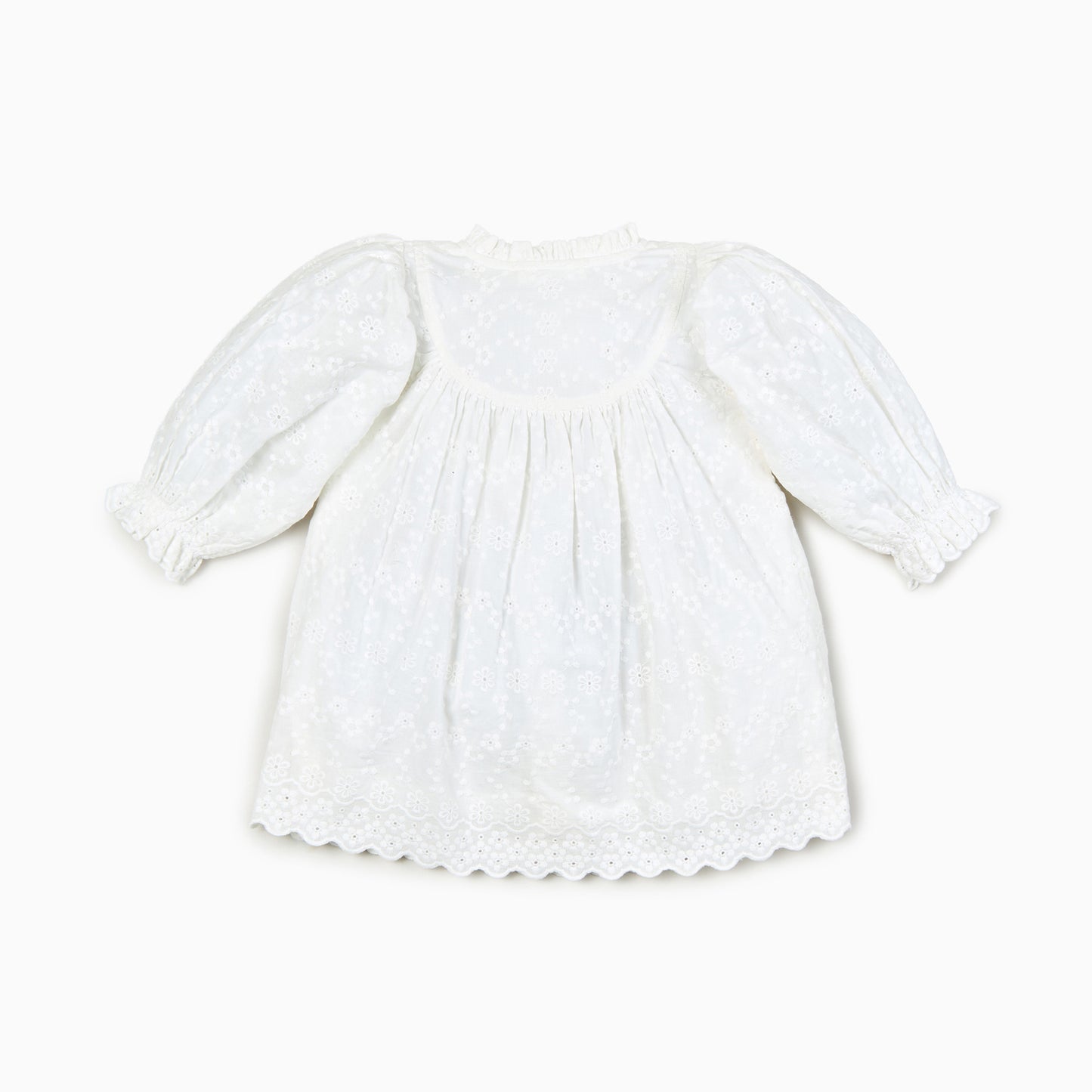 Hakoba Kids Dress in White-Broderie Anglaise