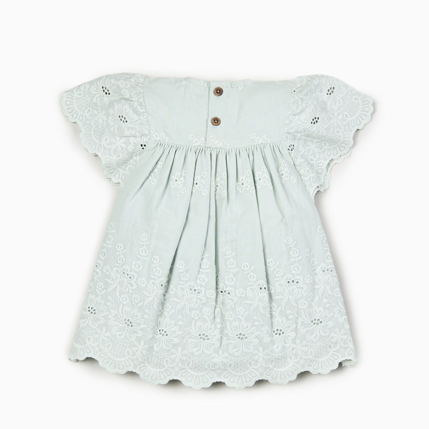 Schiffli Cut Work Cotton Dress in Mint