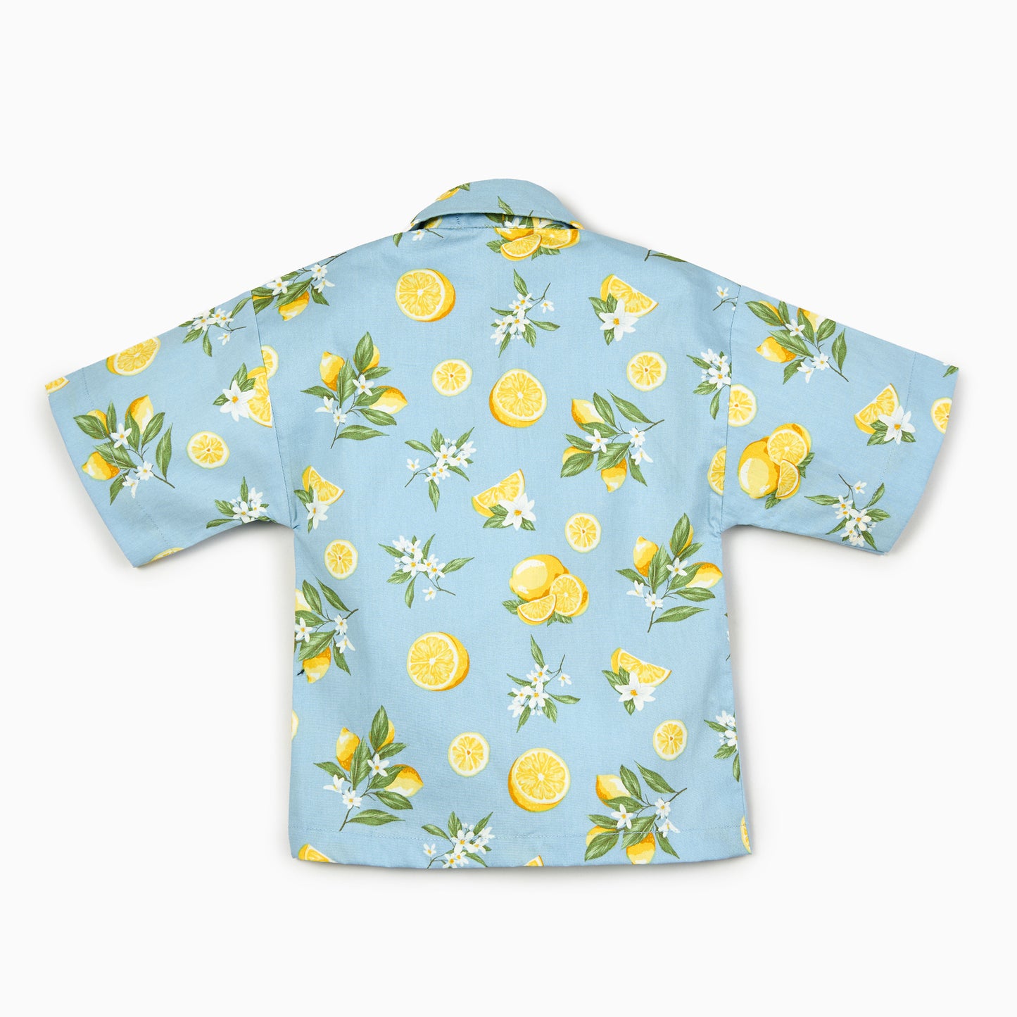 Italian Lemon Print Kids Shirt in blue