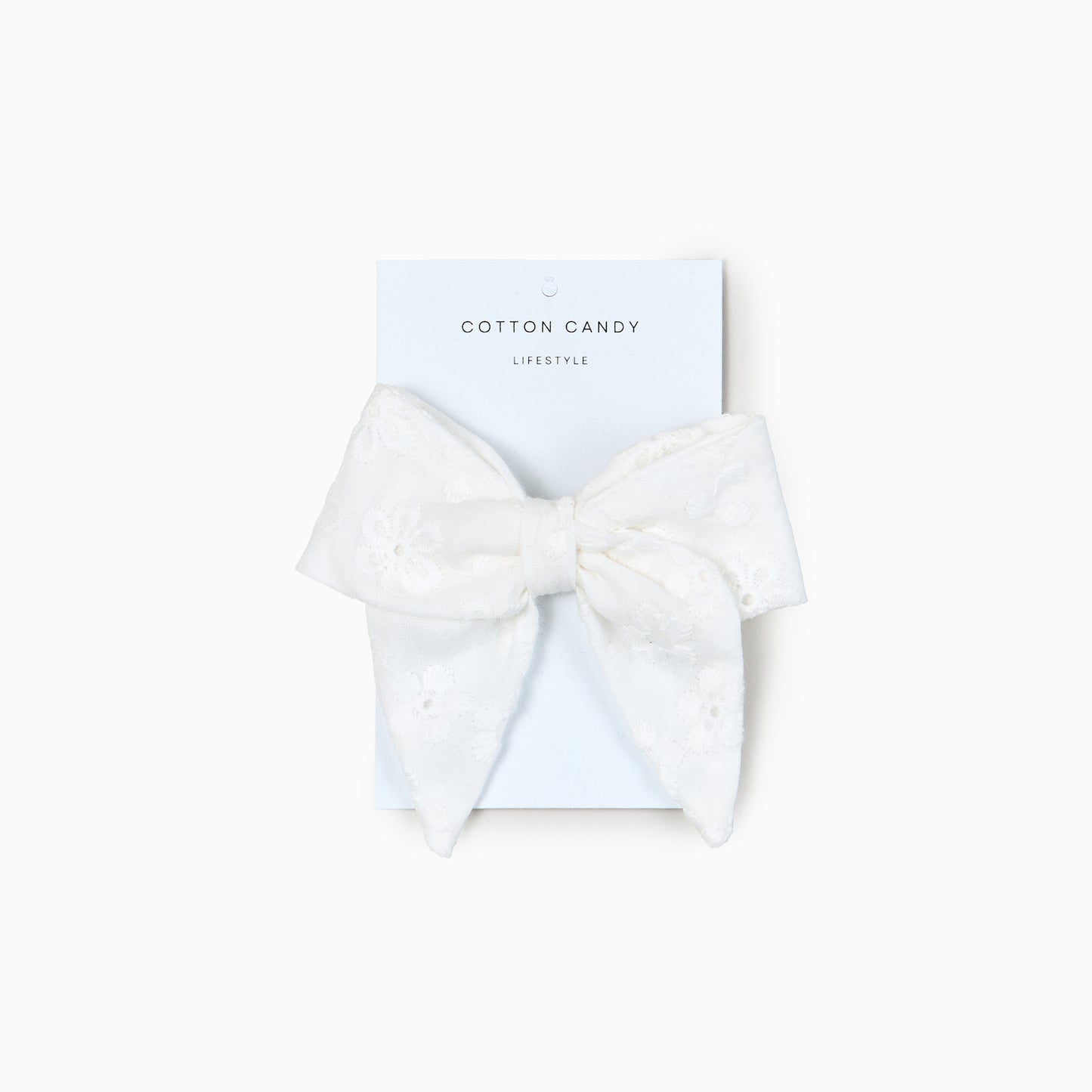 Sailor Bow Clip - Broderie White