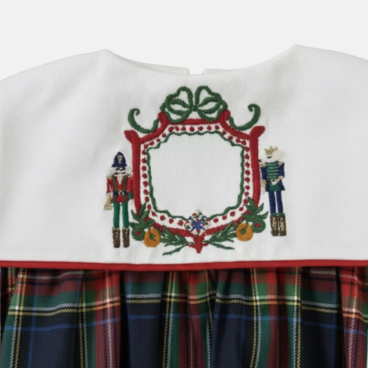 Blue Plaid Nutcracker Monogram Romper
