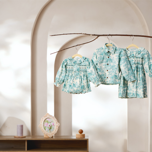 Country Toile Romper in Green