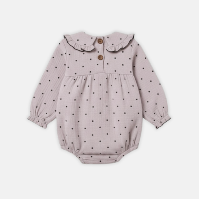 Pink Polka Muslin Romper