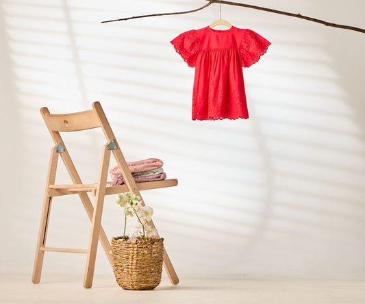 Schiffli Dress in Red