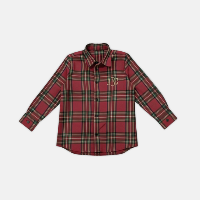 Classic Red Tartan Shirt (Custom Monogram)