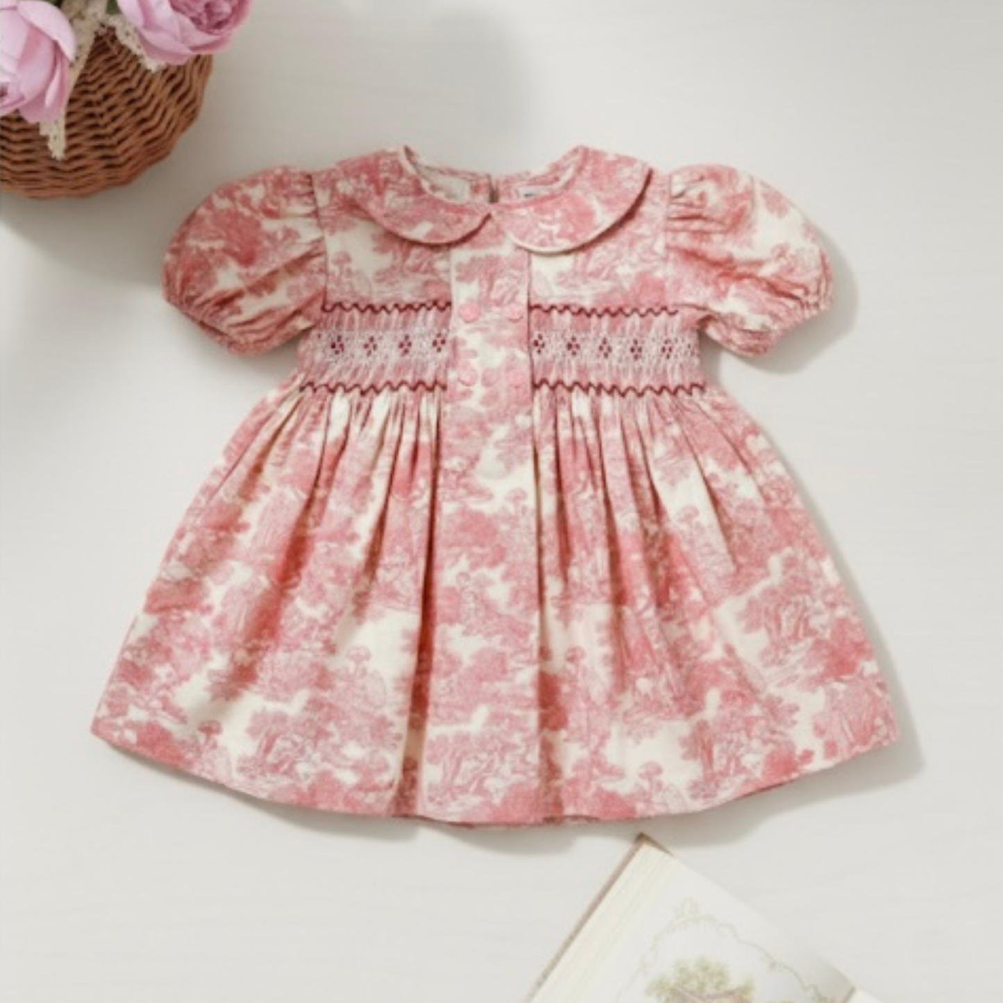 Country Toile Dress in Red