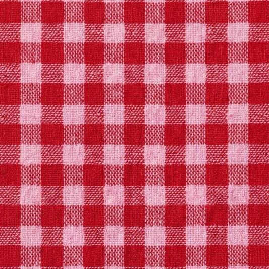 Red and pink seersucker gingham checkered fabric pattern filling the frame.
