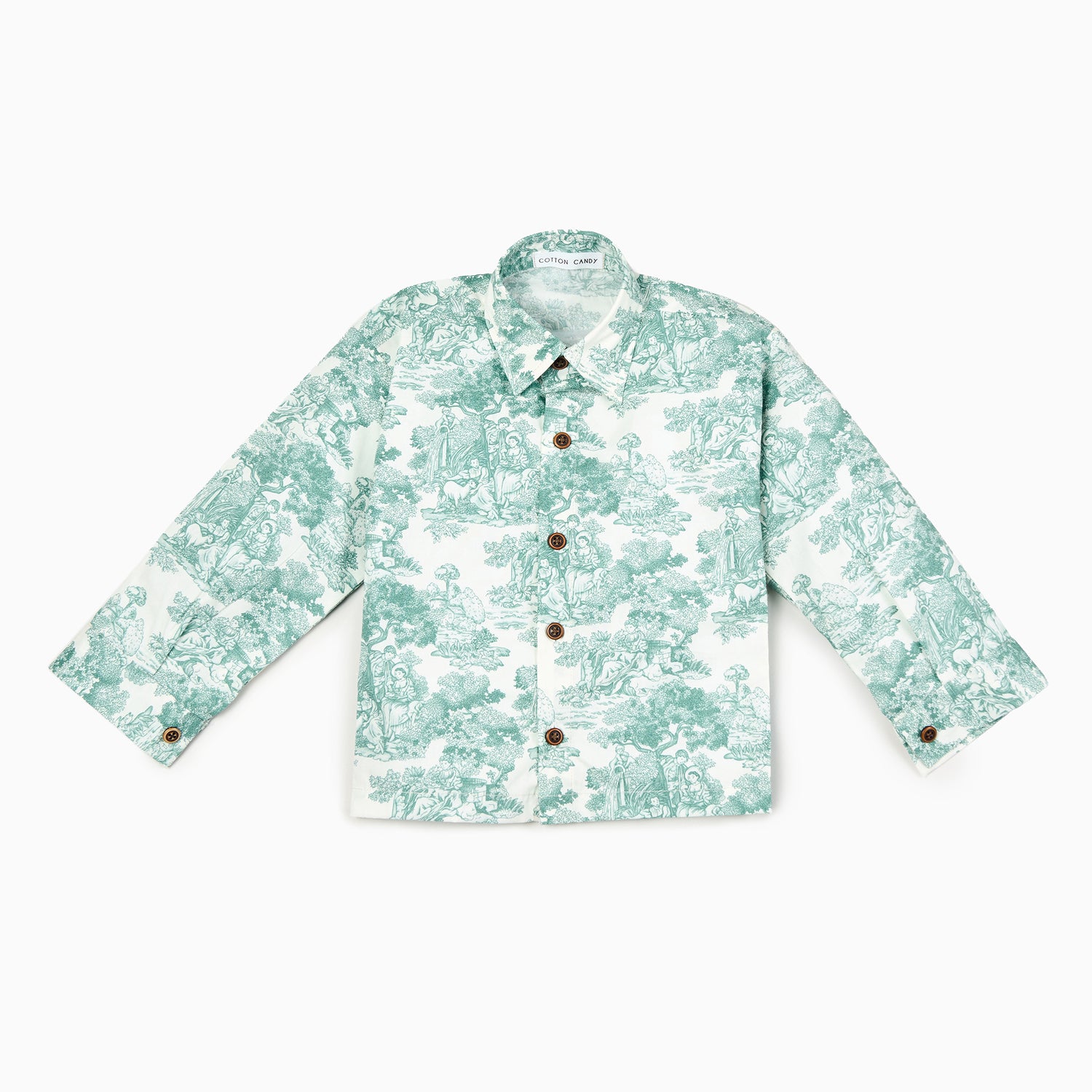 Toile de Jouy Shirt in Green-Kids Shirt