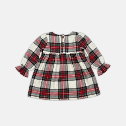 Plaid dress with long sleeves on a white background