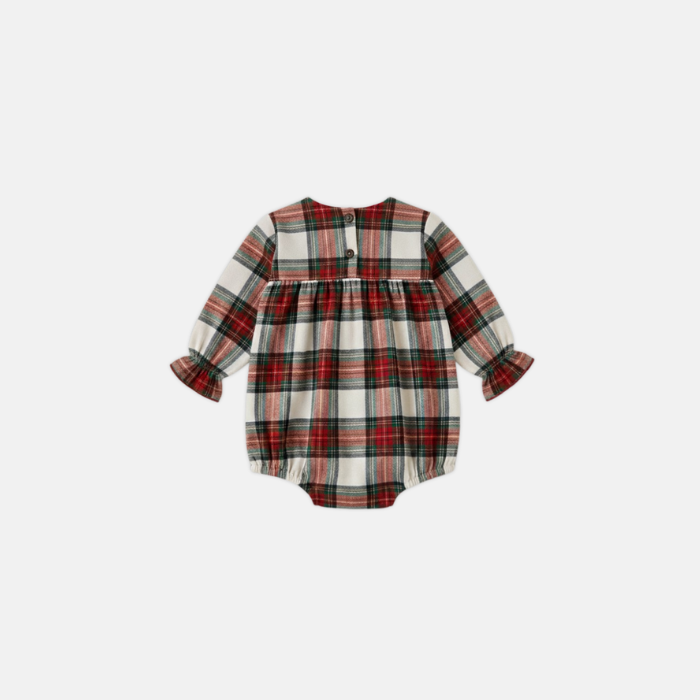Plaid baby romper on a white background