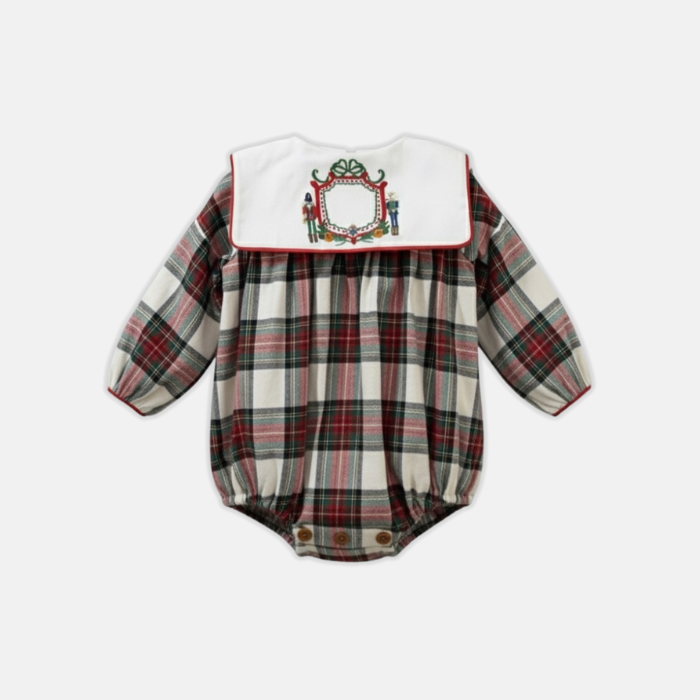 Ivory Plaid Nutcracker Monogram Romper