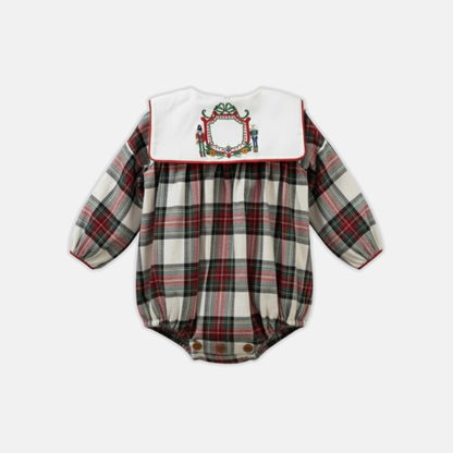 Ivory Plaid Nutcracker Monogram Romper