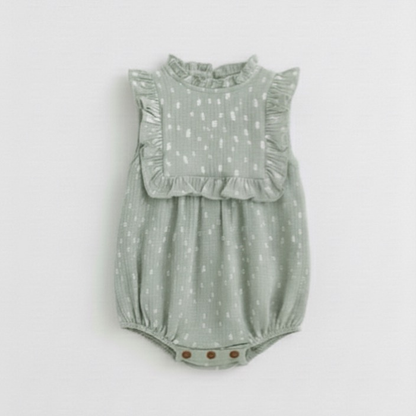 Mint dots muslin romper for Baby girl