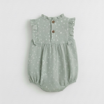 Mint dots muslin romper for Baby girl