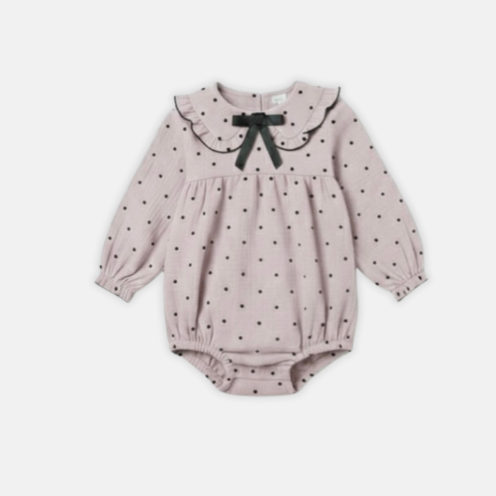 Pink Polka Muslin Romper