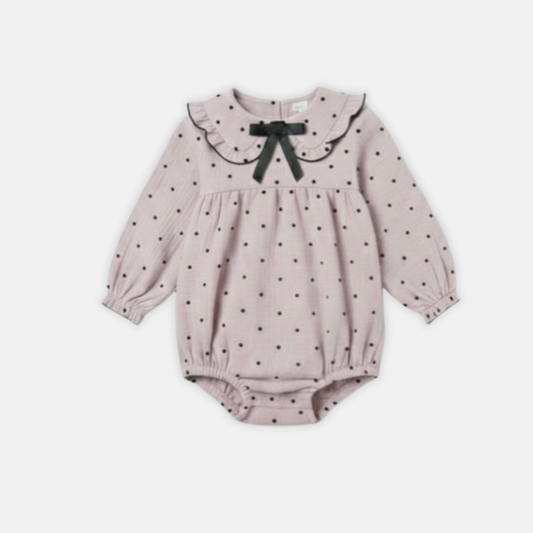 Pink Polka Muslin Romper