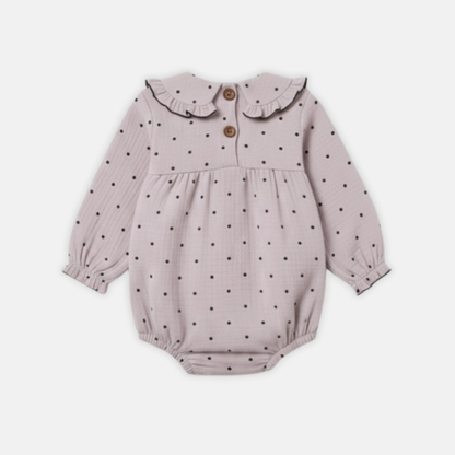 Pink Polka Muslin Romper