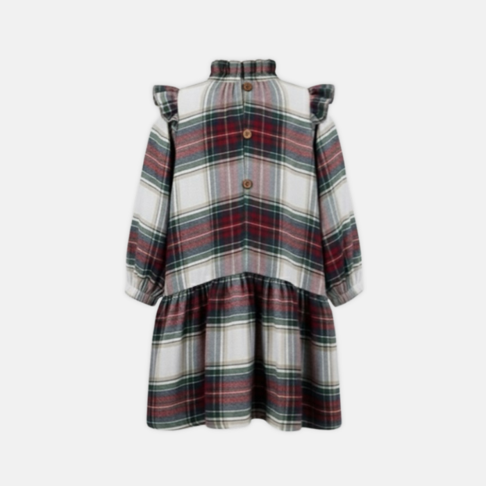 Plaid dress with long sleeves on a white background