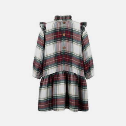 Plaid dress with long sleeves on a white background