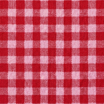 Red and pink seersucker gingham checkered fabric pattern filling the frame.