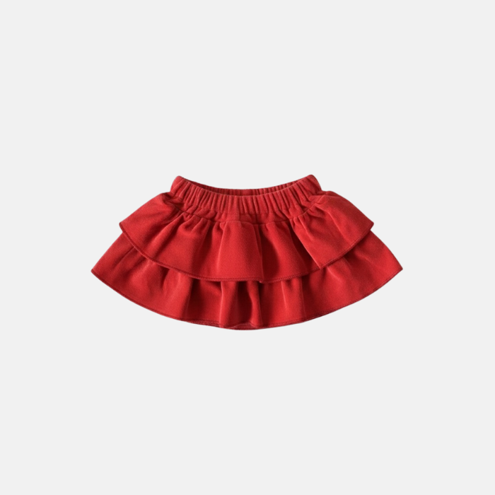 Red Velvet Tiered Skirt Set